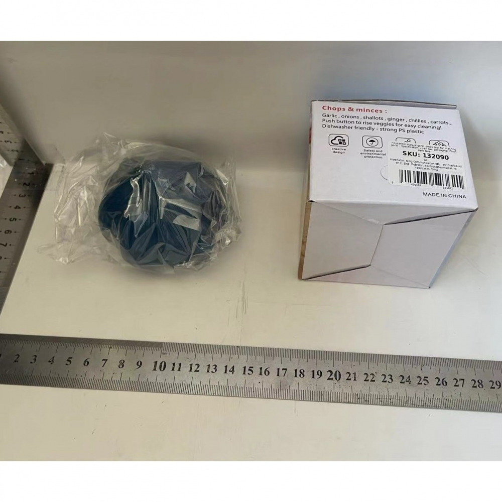 Presa manuala pentru usturoi, model usturoi, 7 x 7.5 cm, din plastic, albastru inchis [2]