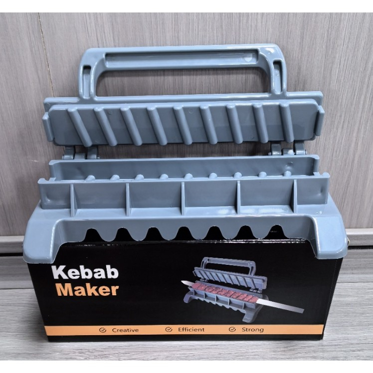 Presa pentru carne, pentru kebab, cu maner, din abs, 29 x 7.5 x 2.6 cm, gri [3]