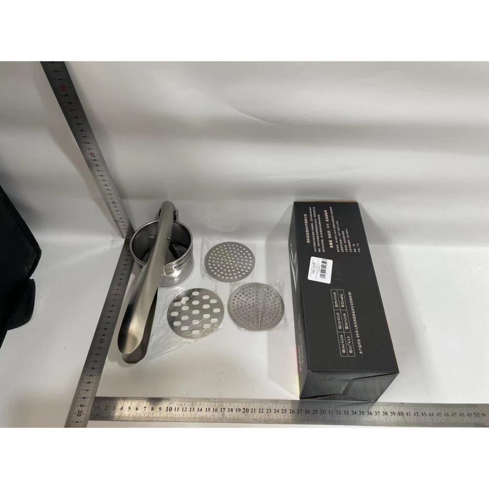 Presa storcator pentru fructe si legume, zdrobitor manual, inox, 3 discuri interschimbabile, usor de stors si de curatat, ergonomic, 26.5 x 9.8 x 9.5 cm argintiu [6]