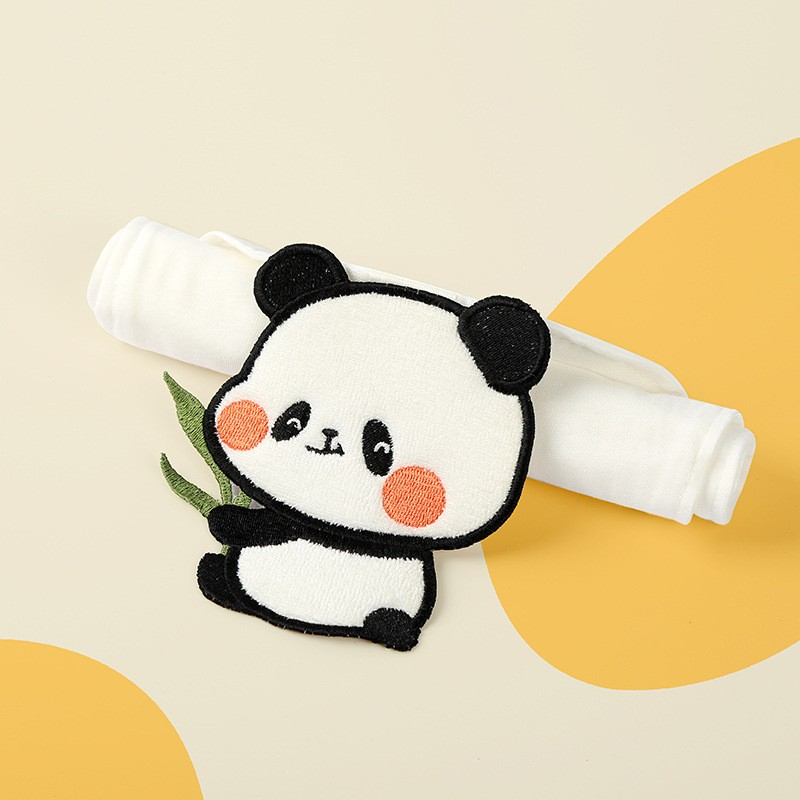 Prosop absorbant, din bumbac, pentru bebelusi, 19x28 cm, model panda, alb [2]