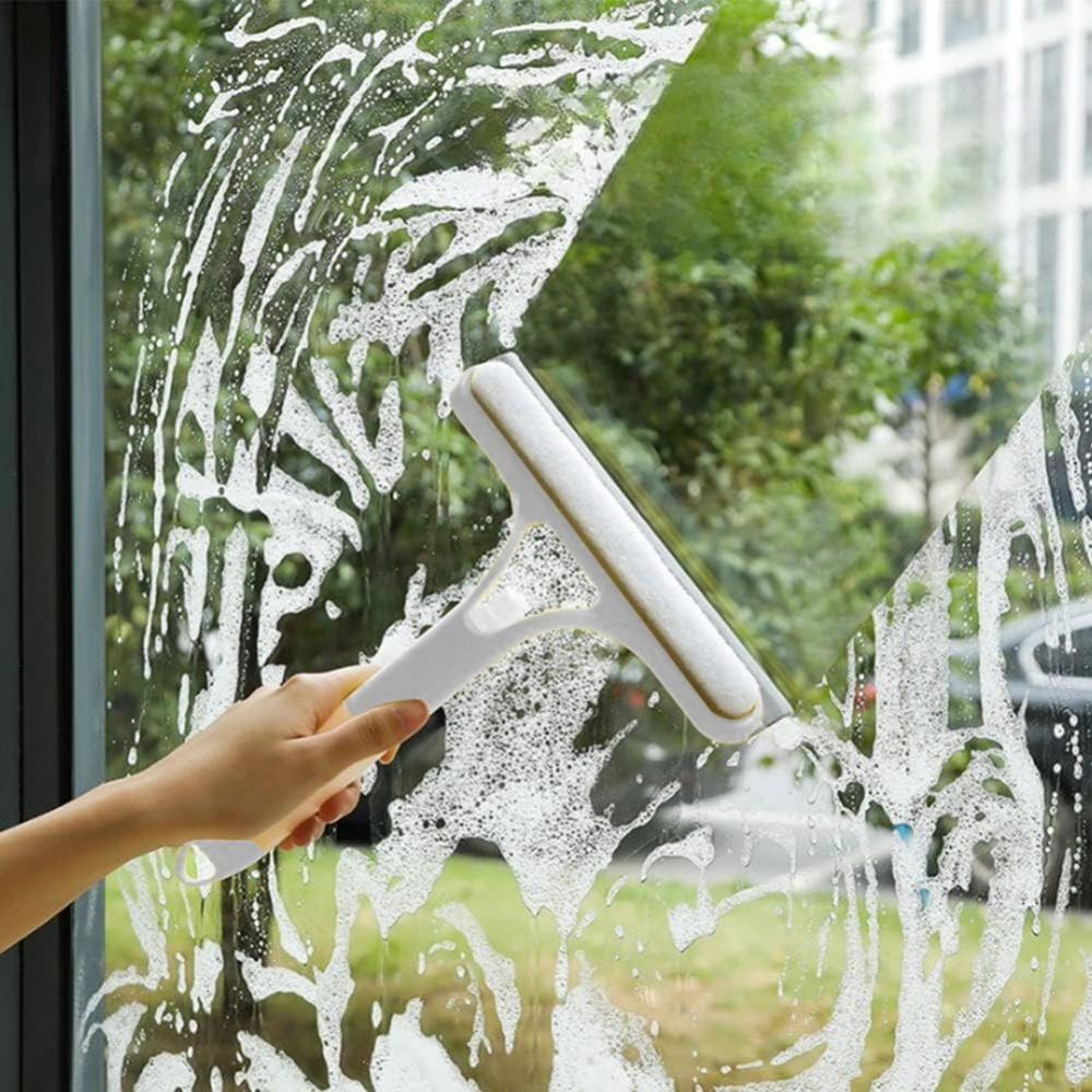 Racleta de curatare 3 in 1, multifunctional, pentru casa si masina, pulverizator de spray, racleta din silicon si burete, 21.5 x 25.7 cm, alb [4]