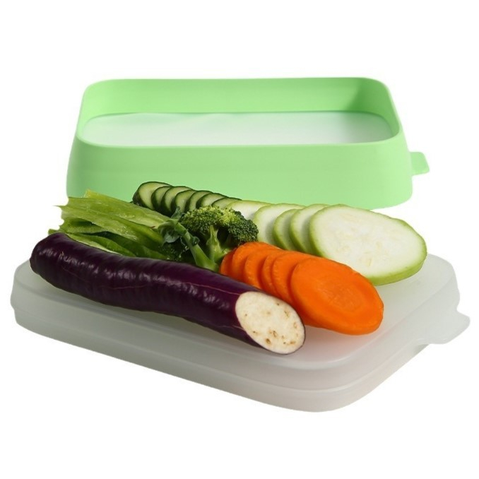 Recipient de depozitare alimente, etans, pentru frigider, din plastic, mentinere proaspata, reutilizabil, rezistent la temperaturi extreme, 22x14.7x5 cm, verde [7]