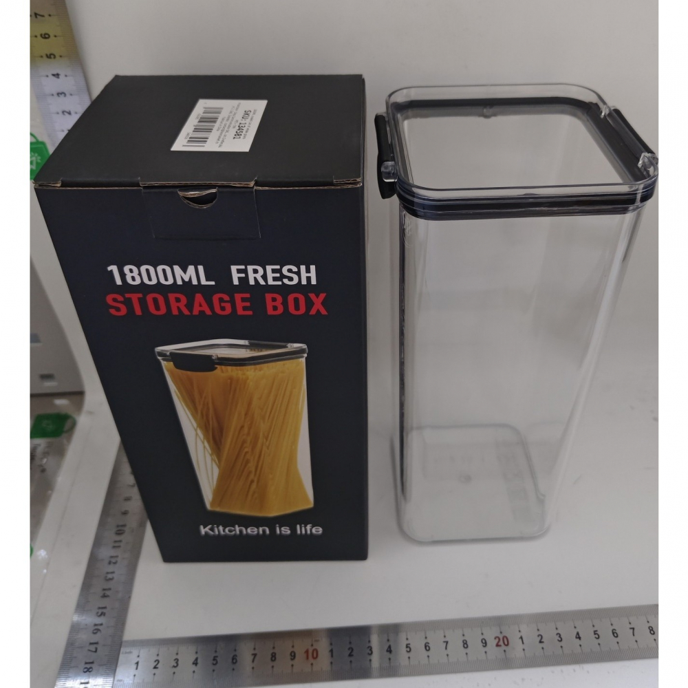 Recipient din plastic, pentru alimente/obiecte, inchidere ermetica, 10.2 x 24.2 cm, 1800 ml, transparent [7]