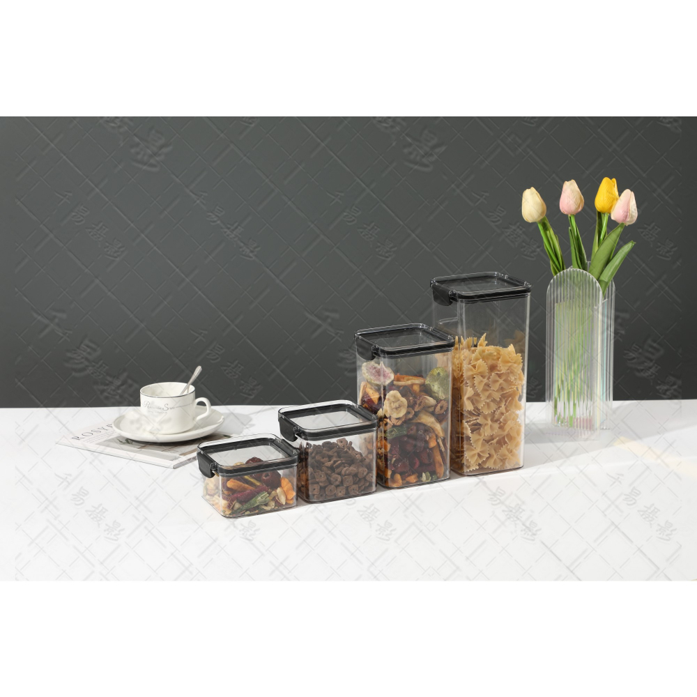 Recipient din plastic, pentru alimente/obiecte, inchidere ermetica, 10.2 x 9.8 cm, 700 ml, transparent [3]