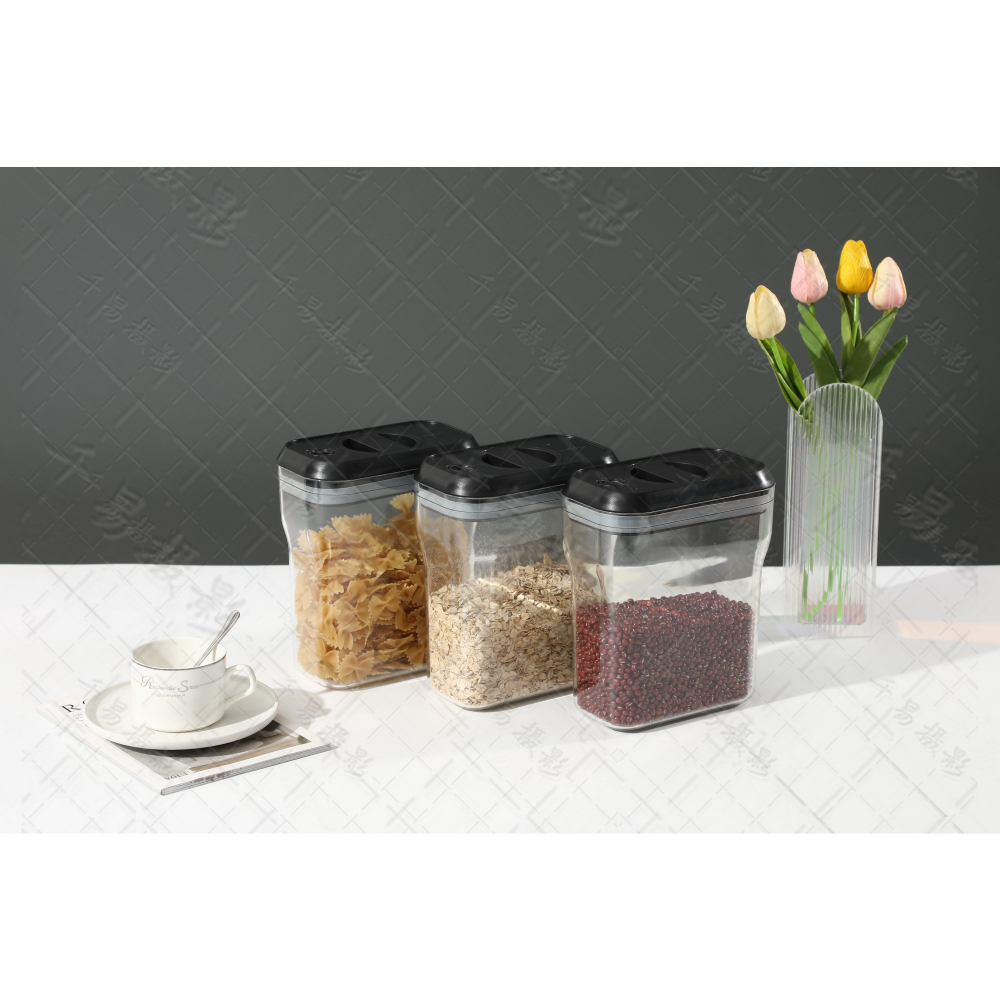 Recipient din plastic, pentru alimente/obiecte, inchidere ermetica rotire 90 grade, 2l, 20.5 x 10.5 x 27 cm, transparent [2]