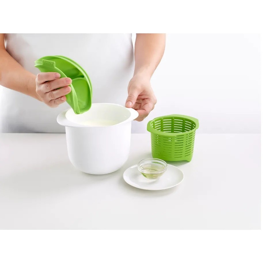 Recipient pentru preparat branza, capac de silicon, cheese maker din plastic, strecuratoare, 17x14.5x12.8 cm, verde [8]