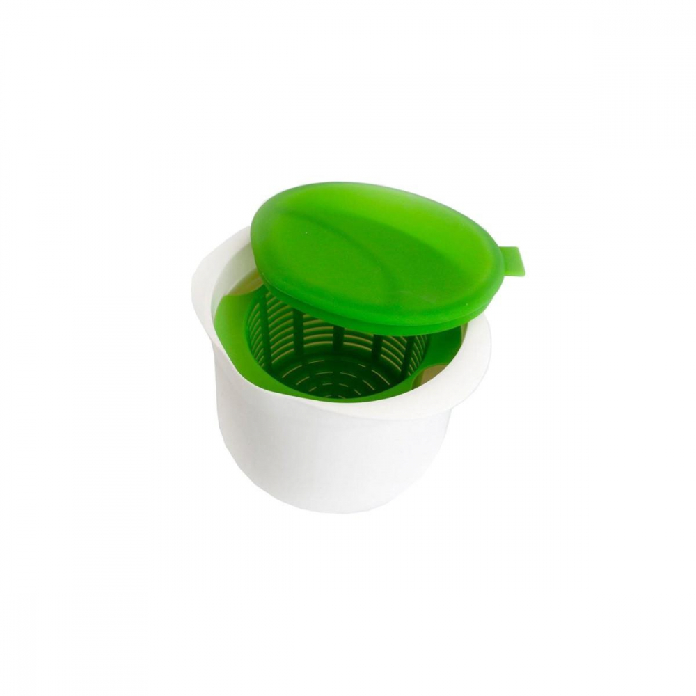Recipient pentru preparat branza, capac de silicon, cheese maker din plastic, strecuratoare, 17x14.5x12.8 cm, verde [11]