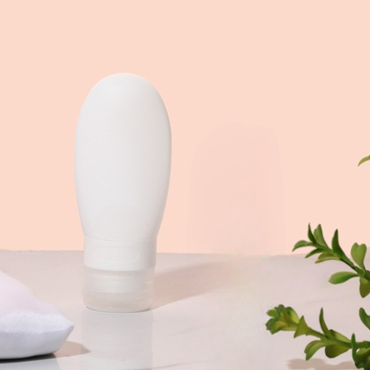 Recipient portabil din silicon elegant de voiaj, sticla de calatorie, potrivita pentru lotiune, sampon si alte lichide, anti-scurgere, cu posibilitate de reumplere, capacitate 90ml, alb [4]