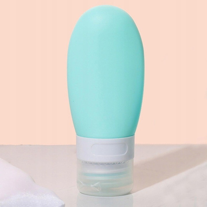 Recipient portabil din silicon elegant de voiaj, sticla de calatorie, potrivita pentru lotiune, sampon si alte lichide, anti-scurgere, cu posibilitate de reumplere, capacitate 90ml, verde [4]