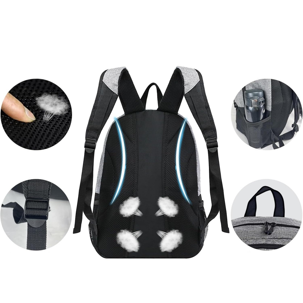 Rucsac de baschet multifunctional, pentru calatorie, sport, scoala, cu compartiment pentru pantofi si minge, 32 litri, 45x32x22 cm, gri-negru [2]