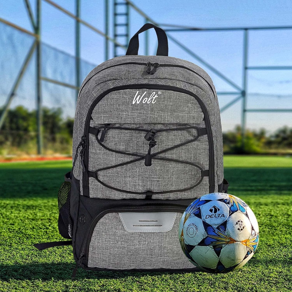 Rucsac de baschet multifunctional, pentru calatorie, sport, scoala, cu compartiment pentru pantofi si minge, 32 litri, 45x32x22 cm, gri-negru [4]