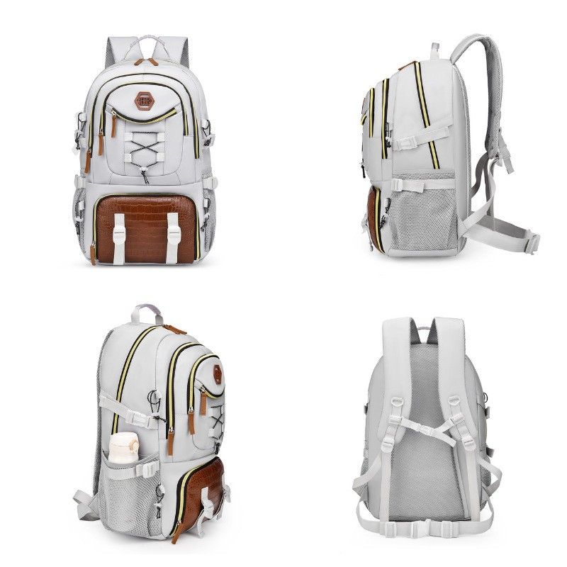Rucsac multifunctional pentru calatorie, pentru alpinism, voiaj, drumetii, din panza oxford, 34x16x52 cm, alb [2]