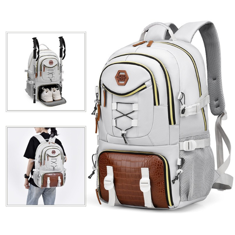 Rucsac multifunctional pentru calatorie, pentru alpinism, voiaj, drumetii, din panza oxford, 34x16x52 cm, alb [10]