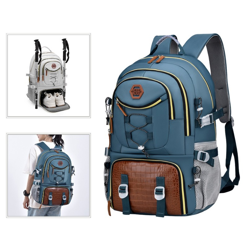 Rucsac multifunctional pentru calatorie, pentru alpinism, voiaj, drumetii, din panza oxford, 34x16x52 cm, albastru marin [5]