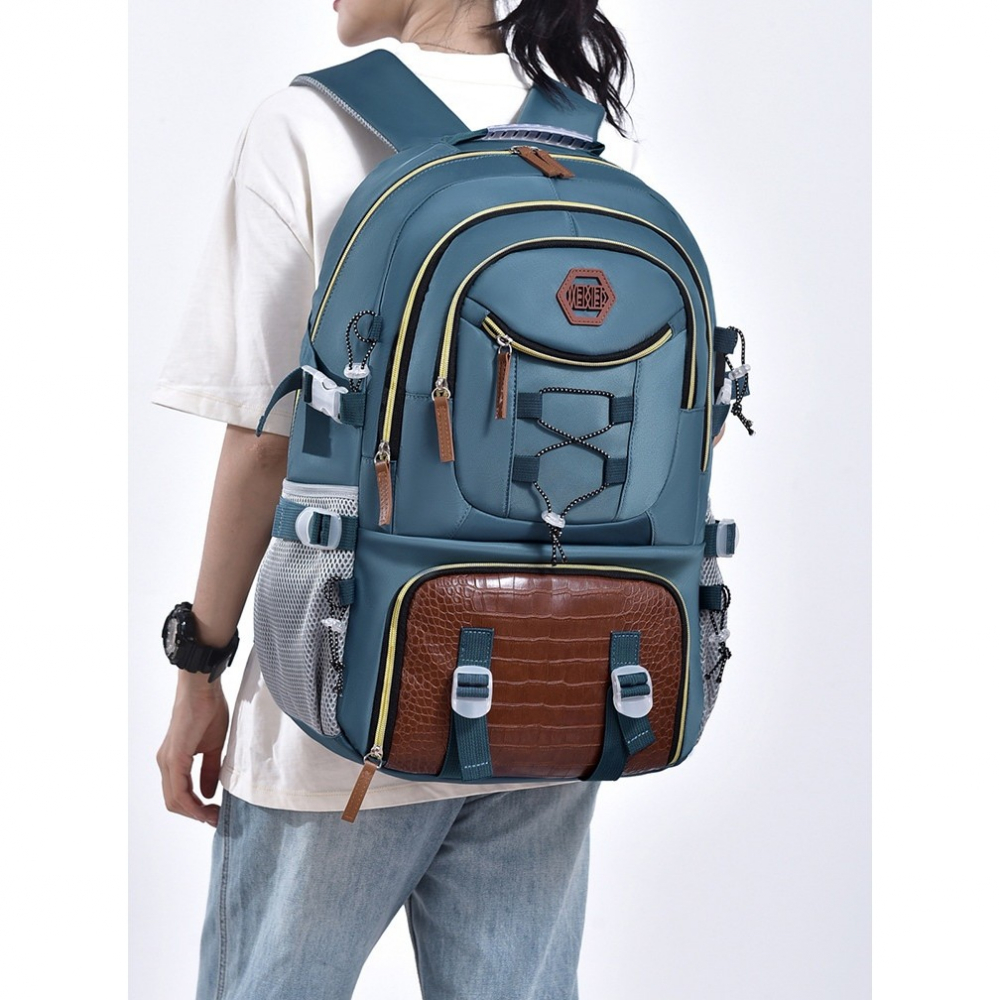 Rucsac multifunctional pentru calatorie, pentru alpinism, voiaj, drumetii, din panza oxford, 34x16x52 cm, albastru marin [4]