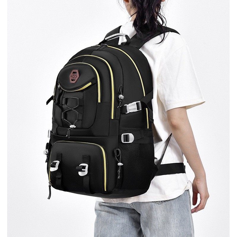 Rucsac multifunctional pentru calatorie, pentru alpinism, voiaj, drumetii, din panza oxford, 34x16x52 cm, negru [3]