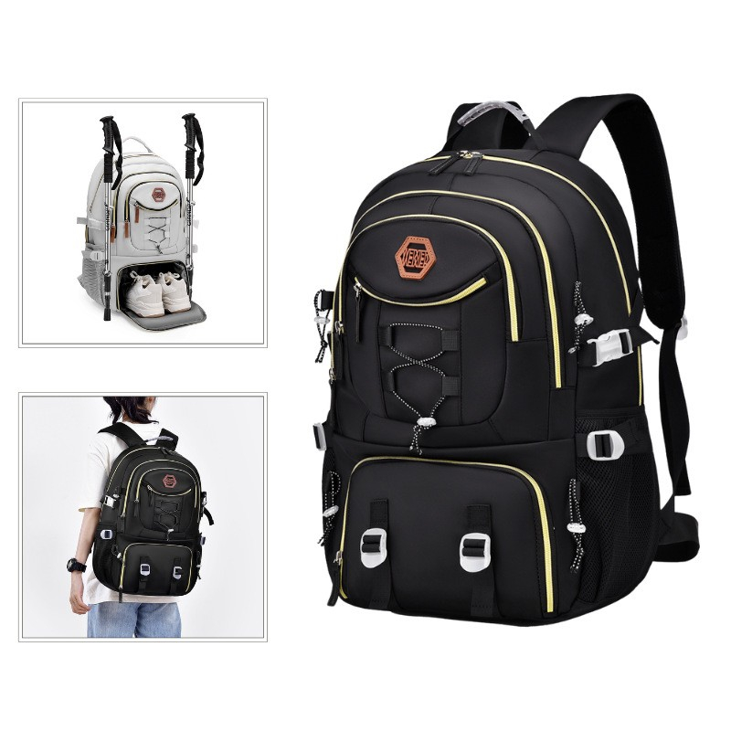 Rucsac multifunctional pentru calatorie, pentru alpinism, voiaj, drumetii, din panza oxford, 34x16x52 cm, negru [4]