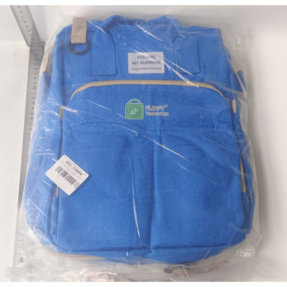 Rucsac multifunctional pentru mamici, cu patut pliabil si baza de schimbat, rezistent la apa, capacitate mare, usor, compartimente multiple, buzunar termic pentru lapte, 42 x 32 x 22 cm, albastru deschis [6]