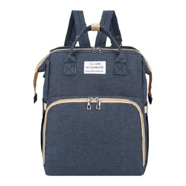 Rucsac multifunctional pentru mamici, cu patut pliabil si baza de schimbat, rezistent la apa, capacitate mare, usor, compartimente multiple, buzunar termic pentru lapte, 42 x 32 x 22 cm, albastru inchis [1]