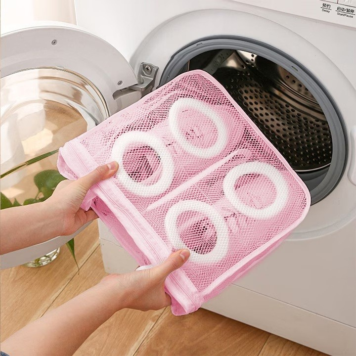 Sac pentru spalare incaltaminte, pentru masina de spalat, 28x24.5x8 cm, roz [2]