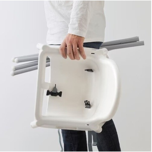 Scaun de masa, pentru bebelusi si copii 6-36 luni, din plastic/metal, centura in 2 puncte, tava detasabila, 63 x 57 x 85 cm, alb [3]