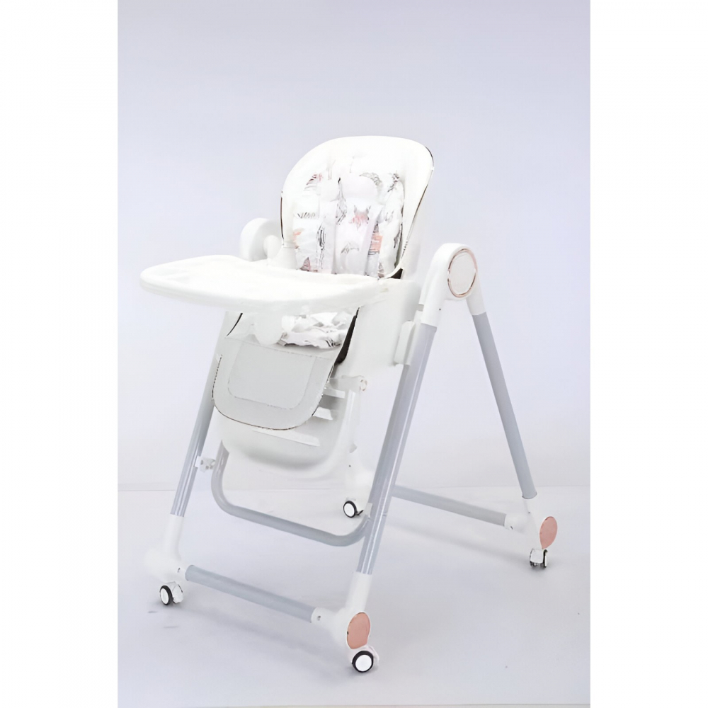 Scaun de masa pentru bebelusi si copii, tavita si husa detasabile, multifuncțional, stabil, centura de siguranta, inaltime ajustabila, spatar reglabil moale, balansoar, de la 6 luni, alb [5]