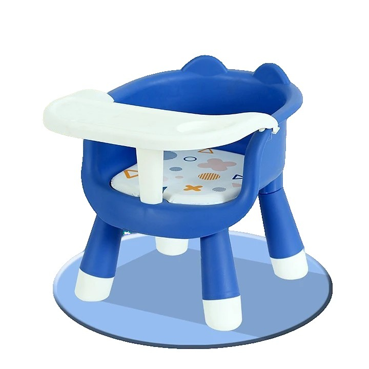 Scaun de masa pentru copii, 2 in 1, tavita detasabila, spatar ergonomic, +6 luni, inaltime 36 cm, albastru [2]