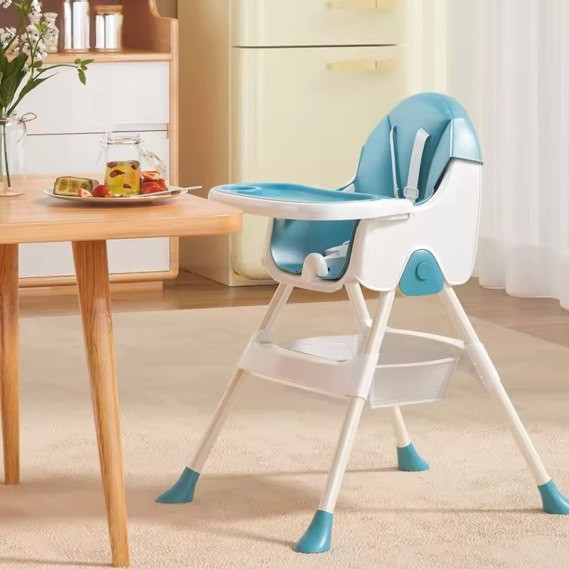 Scaun de masa pliabil 3in1, reglabil, multifunctional, 3 pozitii, masuta si husa detasabile, centura de siguranta, albastru [4]