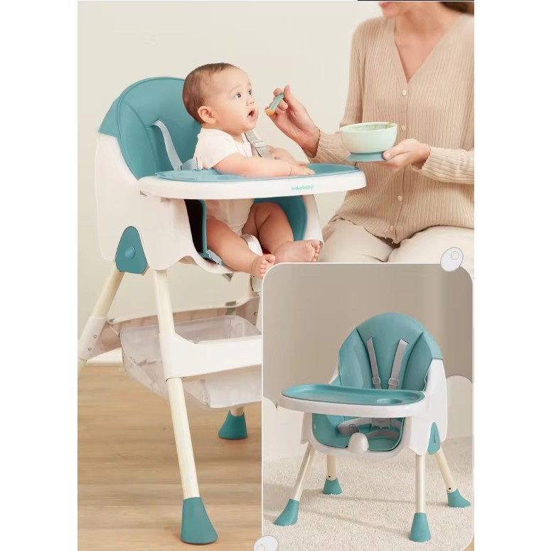 Scaun de masa pliabil 3in1, reglabil, multifunctional, 3 pozitii, masuta si husa detasabile, centura de siguranta, albastru [2]