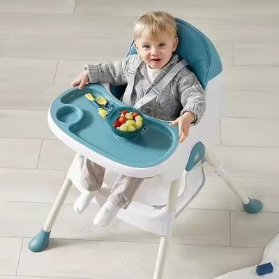 Scaun de masa pliabil 3in1, reglabil, multifunctional, 3 pozitii, masuta si husa detasabile, centura de siguranta, albastru [5]