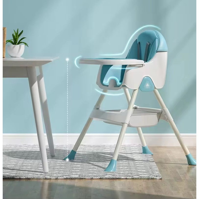 Scaun de masa pliabil 3in1, reglabil, multifunctional, 3 pozitii, masuta si husa detasabile, centura de siguranta, albastru [3]