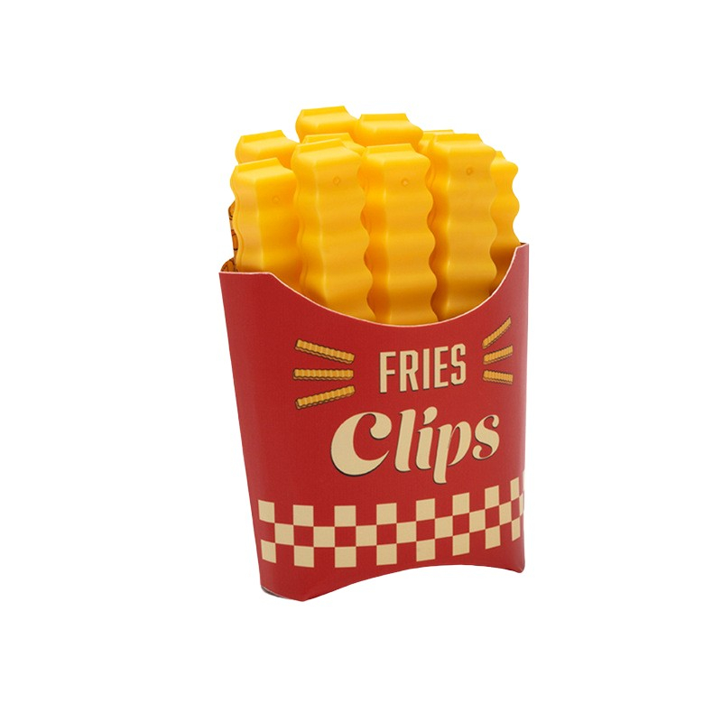 Set 12 clipsuri de etansare, pentru pungi alimentare, condimente, suport cu magnet, model cartofi prajiti, din plastic, multicolor [3]