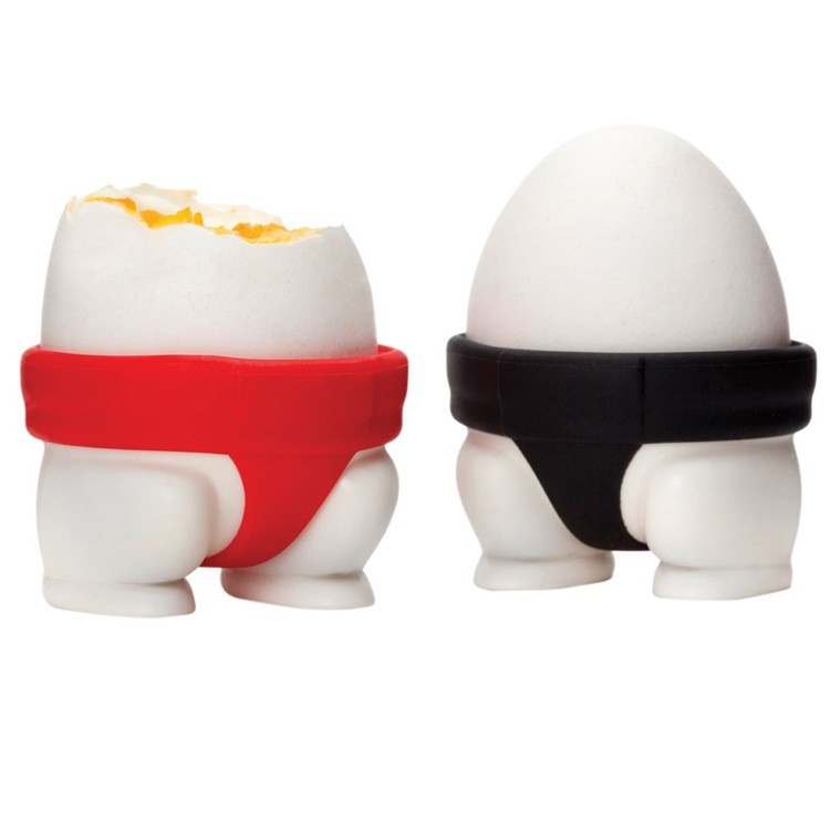 Set 2 suporturi pentru oua fierte, model sumo, din silicon si pp, multicolor [1]