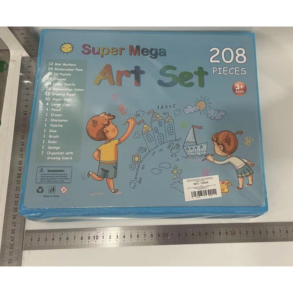 Set 208 piese, complet pentru pictura si desen, tip servieta, 3-12 ani, 32.6 x 27.7 x 6 cm, albastru [8]