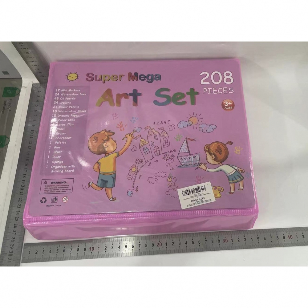 Set 208 piese, complet pentru pictura si desen, tip servieta, 3-12 ani, 32.6 x 27.7 x 6 cm, roz [6]
