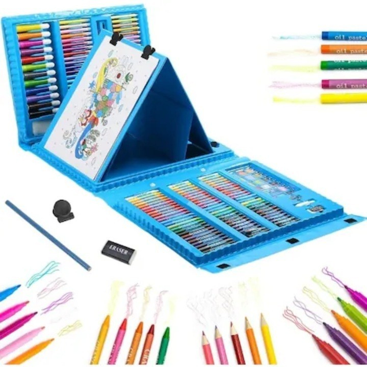 Set 208 piese, complet pentru pictura si desen, tip servieta, 3-12 ani, 40.5 x 5 x 30 cm, albastru [2]
