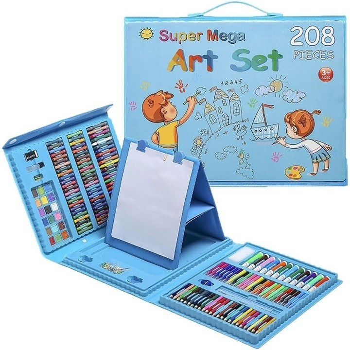 Set 208 piese, complet pentru pictura si desen, tip servieta, 3-12 ani, 40.5 x 5 x 30 cm, albastru [3]