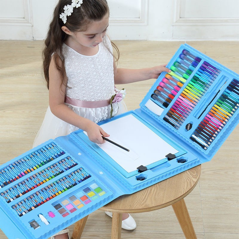 Set 208 piese, complet pentru pictura si desen, tip servieta, 3-12 ani, 40.5 x 5 x 30 cm, albastru [4]