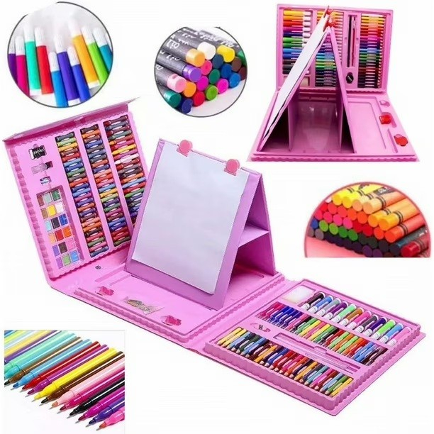 Set 208 piese, complet pentru pictura si desen, tip servieta, 3-12 ani, 40.5 x 5 x 30 cm, roz [2]