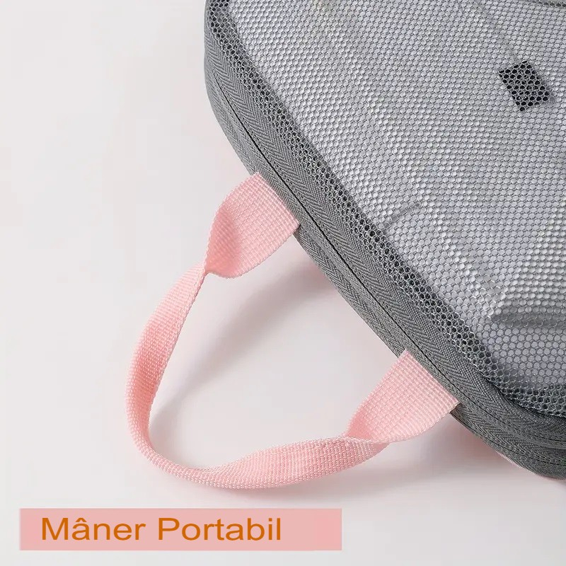 Set 3 genti de calatorie  pentru depozitare, compresibile, 3 dimensiuni, mic, mediu, mare, impermeabile, fermoar dublu, roz [8]
