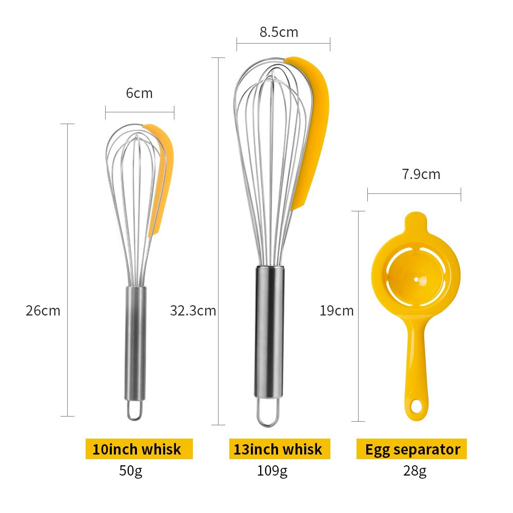 Set 3 ustensile pentru bucatarie  2 teluri, un separator oua, inox/silicon, galben [5]