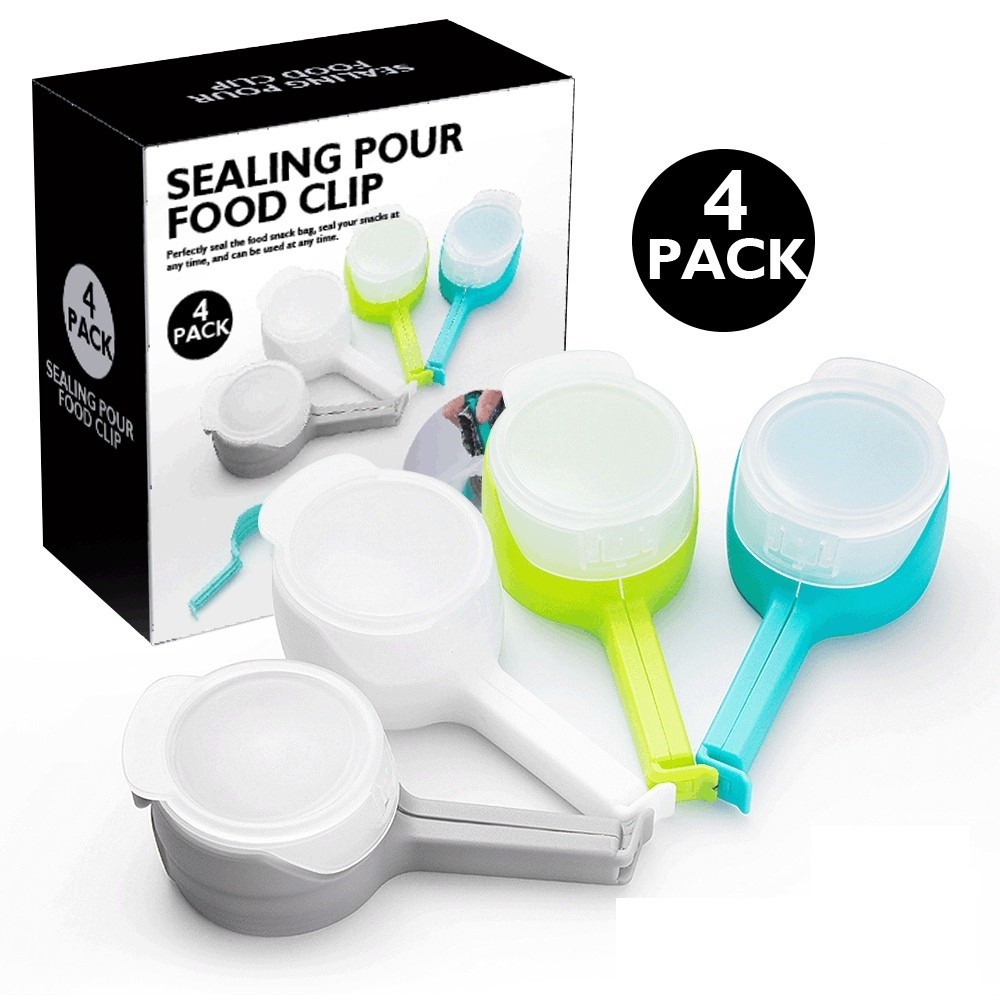 Set 4 cleme cu capac  pentru sigilare pungi alimente, material abs, multicolor [2]