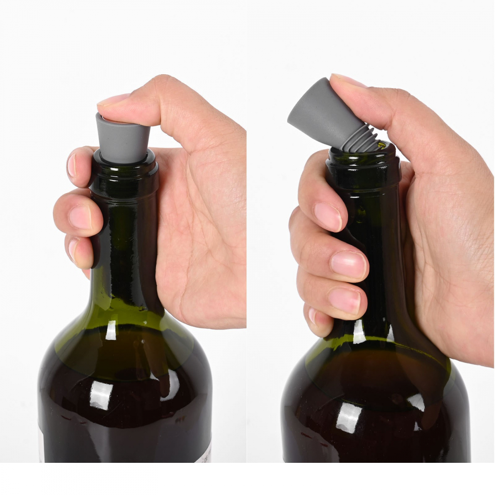 Set 4 dopuri reutilizabile din silicon  pentru sticle de vin, bautura, multicolor [3]