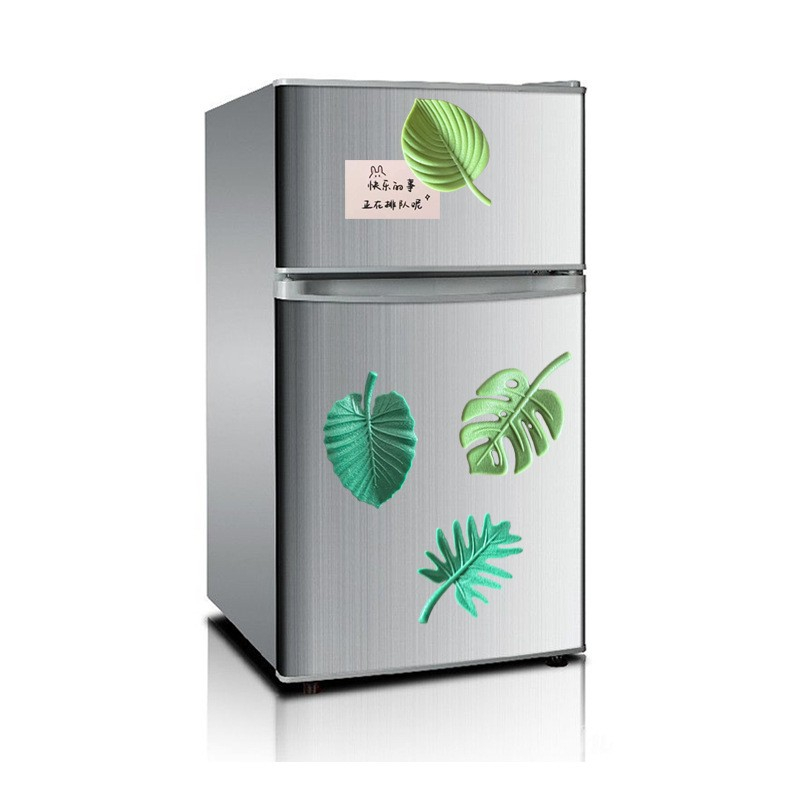 Set 4 magneti de frigider, model frunze, din abs si magnet, verde [4]
