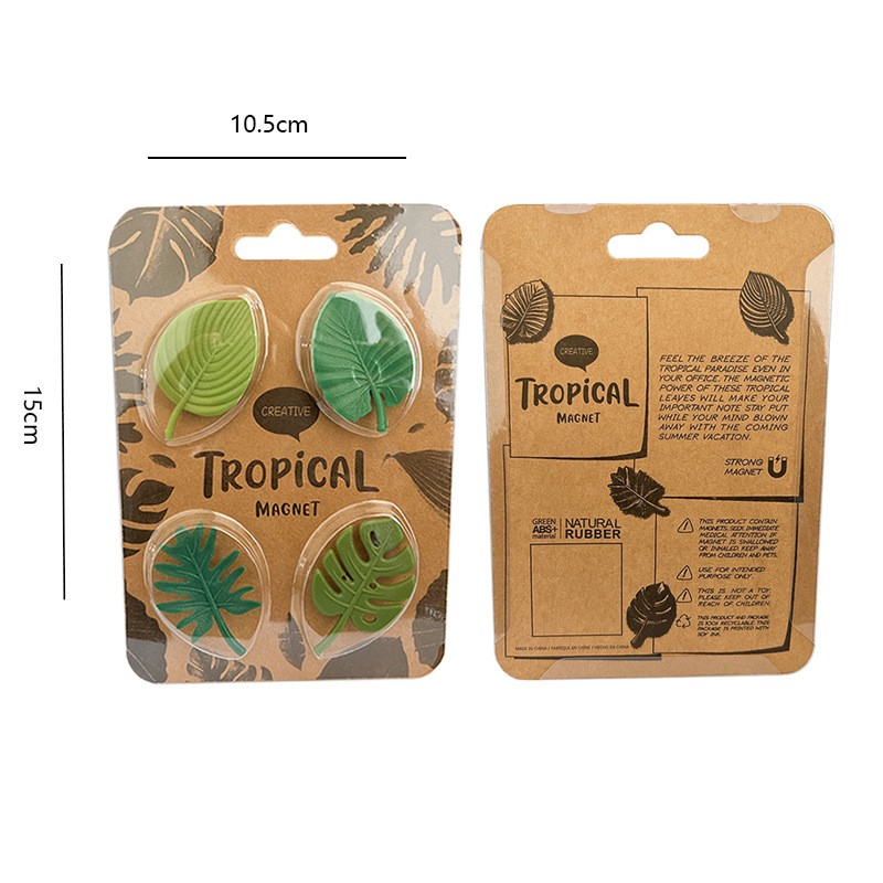 Set 4 magneti de frigider, model frunze, din abs si magnet, verde [5]