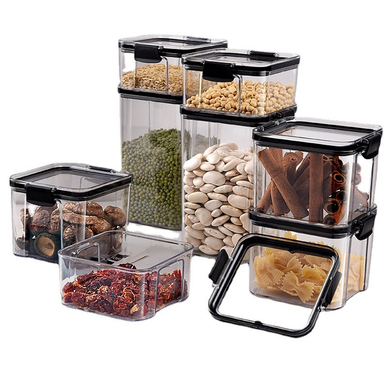 Set 4 recipiente din plastic, pentru alimente/obiecte, inchidere ermetica, 1 x 460 ml, 2 x 700 ml, 1 x 1300 ml, transparent [5]