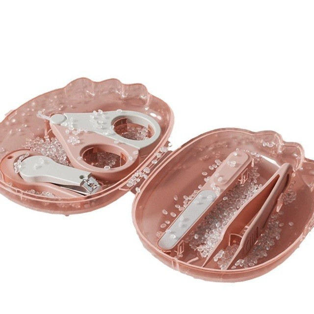 Set 4in1 de ingrijire unghii pentru bebelusi, cutie de depozitare dinozaur transparent, 0-6 ani, 11.5 x 9 x 3 cm, roz [4]