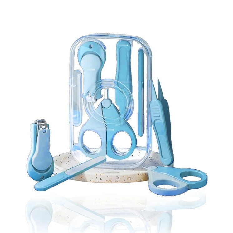Set 4in1 de ingrijire unghii pentru bebelusi, cutie de depozitare texturata, 0-6 ani, 13.6x8x2 cm, albastru [2]