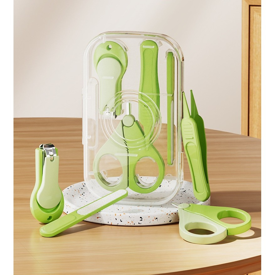 Set 4in1 de ingrijire unghii pentru bebelusi, cutie de depozitare texturata, 0-6 ani, 13.6x8x2 cm, verde [4]