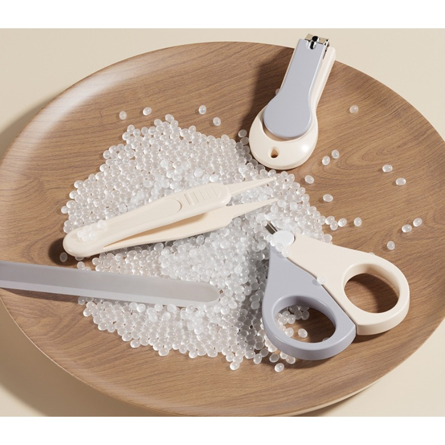 Set 4in1 de ingrijire unghii pentru bebelusi, cutie de depozitare tip borcan, 0-6 ani, 10 x 7 x 6 cm, alb/gri [3]